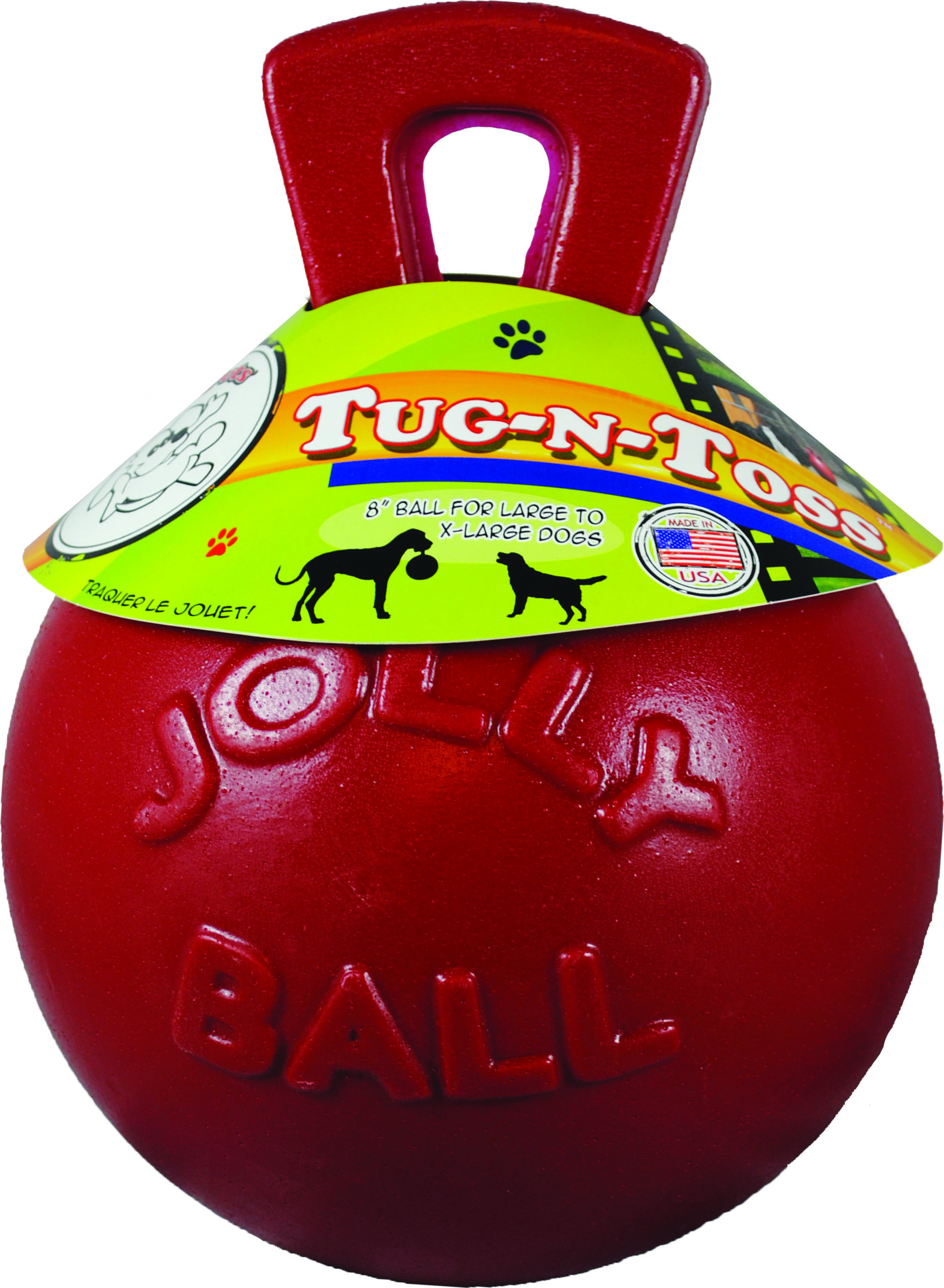 Red Tug-N-Toss ball - 10 in dog toy