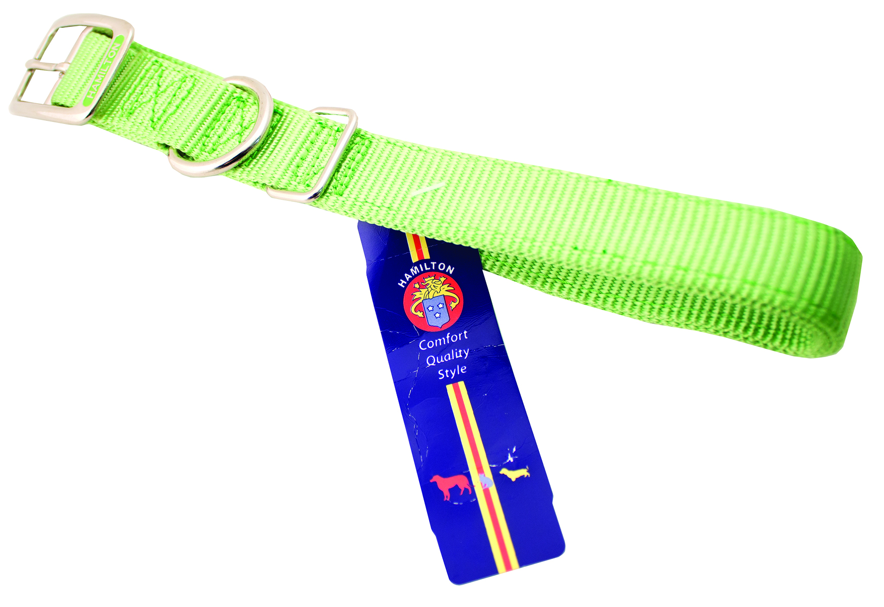 Double Nylon Dog Collar - Lime