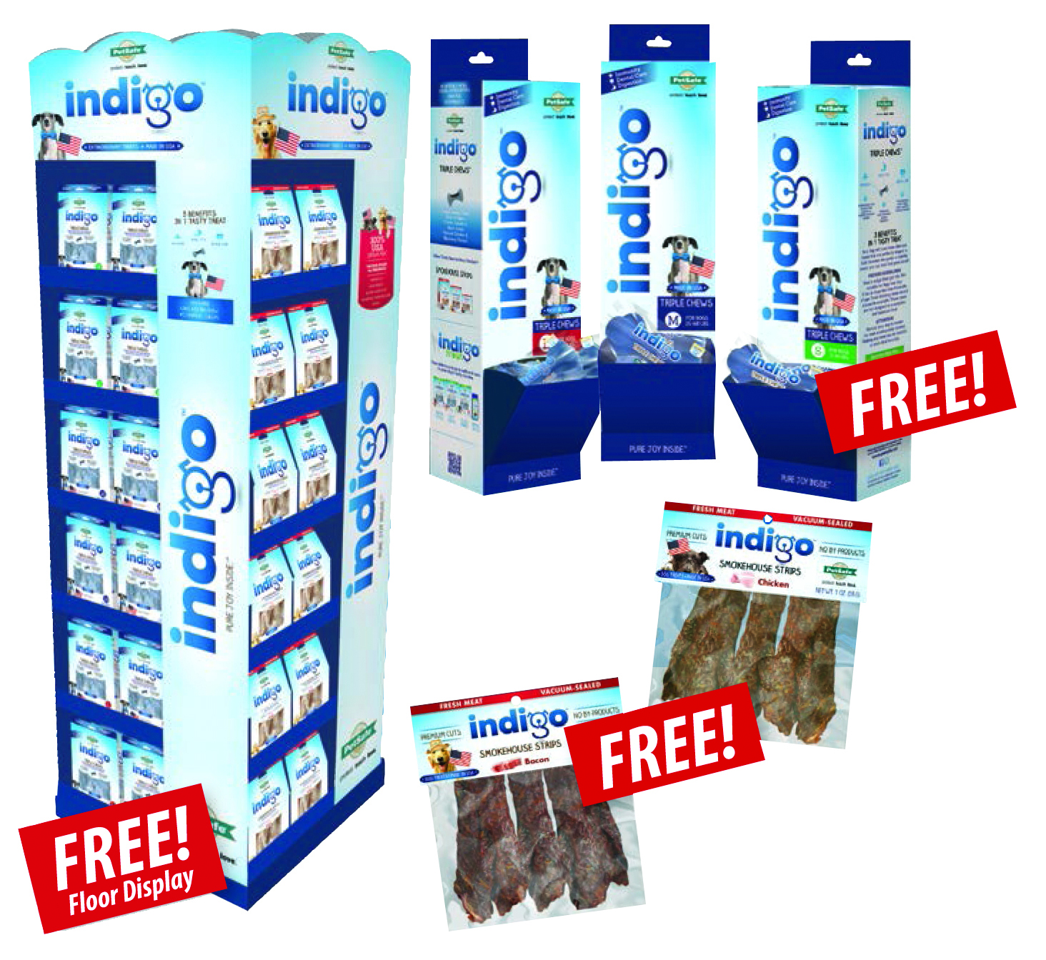 INDIGO SMOKEHOUSE STRIPS & TRIPLE CHEWS DOG TREATS